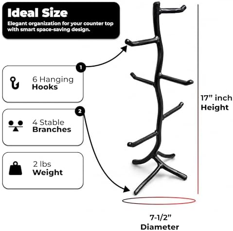 Handmade Iron Mug Tree - Heritage Design Mug Stand