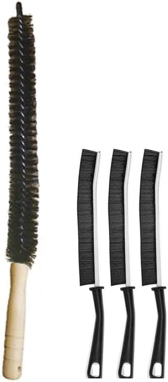 4-Piece Deep Cleaning Brush Set – 3 Slim Crevice Brushes & 1 Long Flexible Appliance Brush – Heavy Duty Scrub Tools for Window Tracks, Grout, Dryer Vents, and Tight Spaces