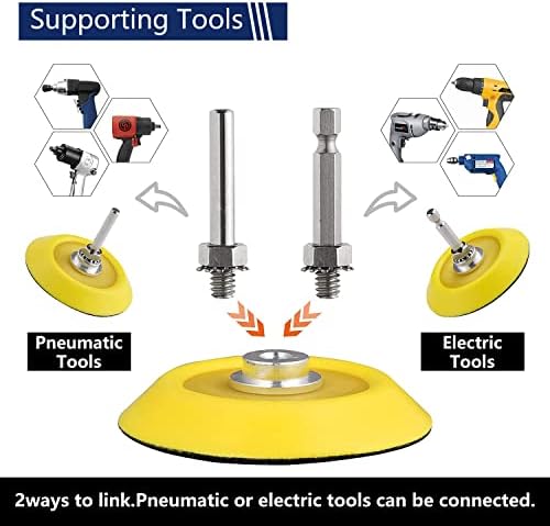 120Pack 3 Inch Polishing Pad for Drill Sanding Attachment Variety Kit with 5/16" and 1/4" Shanks for Car Buffer Polisher Waxing Sealing Glaze, Sanding Pads Includes 80-3000 Grit