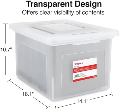 Hanging File Folder Box, Storage Bin Organizer, Snap Lid, Clear