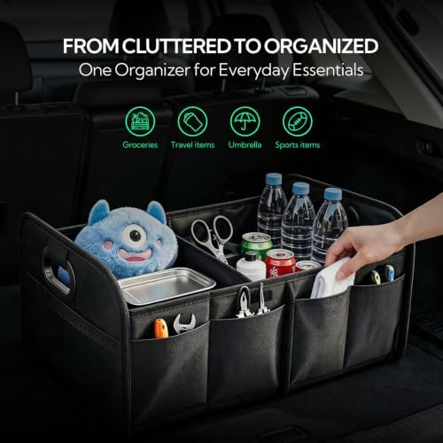 Car Trunk Organizer, Foldable Cargo Storage Bin, 35L, Pink