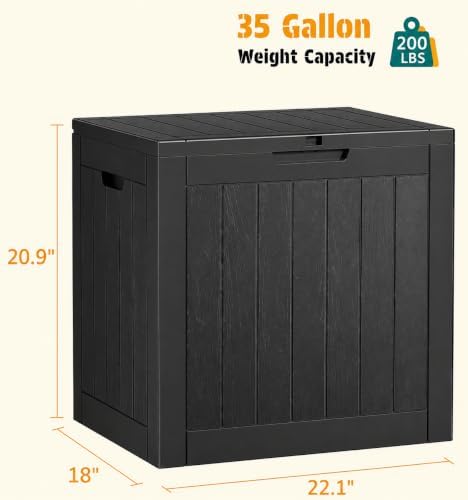 35 Gal Outdoor Storage Box Waterproof Lockable,Deck Box,Black