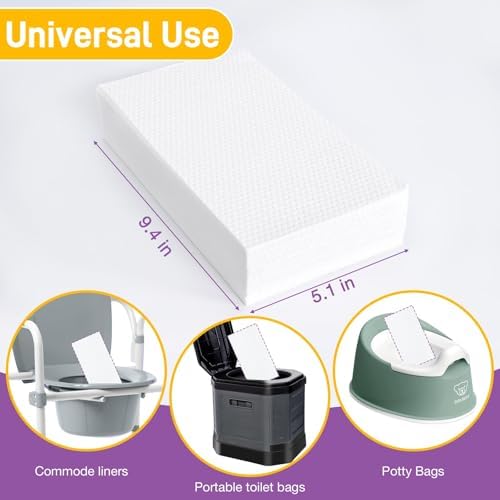 Commode Absorbent Pads 120 Pack for Bedside Commode Liners, Disposable Pads with Super Absorbent Gel, Leakproof No Splash, Odor Lock for Portable Toilet, Bedpan & Elderly Care