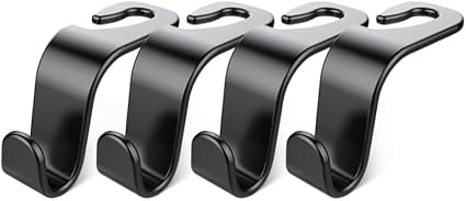 Car Seat Headrest Hook 4 Pack Hanger Storage Organizer Universal for Handbag Purse Coat fit Universal Vehicle Car Black 