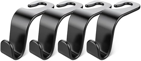 Car Seat Headrest Hook 4 Pack Hanger Storage Organizer Universal for Handbag Purse Coat fit Universal Vehicle Car Black 