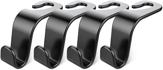Car Seat Headrest Hook 4 Pack Hanger Storage Organizer Universal for Handbag Purse Coat fit Universal Vehicle Car Black 