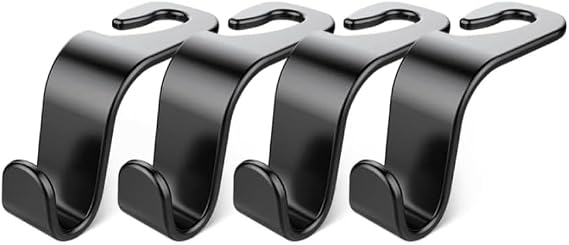 Car Seat Headrest Hook 4 Pack Hanger Storage Organizer Universal for Handbag Purse Coat fit Universal Vehicle Car Black 