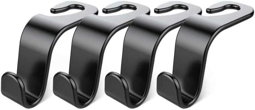Car Seat Headrest Hook 4 Pack Hanger Storage Organizer Universal for Handbag Purse Coat fit Universal Vehicle Car Black 