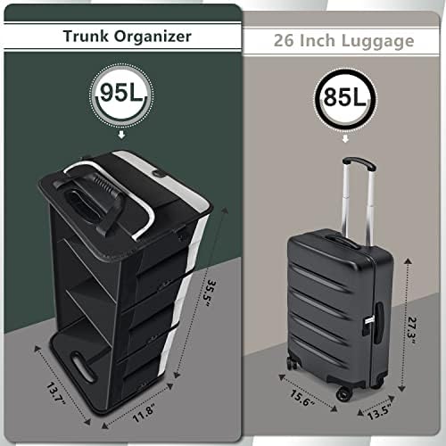 Foldable Trunk Organizer - 95L Sturdy Car Organizer for SUV Truck Sedans