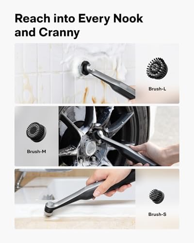 Wand™ Cordless Spin Scrubber, Electric Grout Brush, 12 Brush Heads