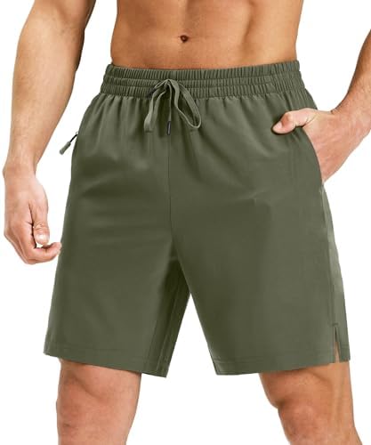 Men's 7" Athletic Running Shorts Quick Dry Lightweight Zip Pockets