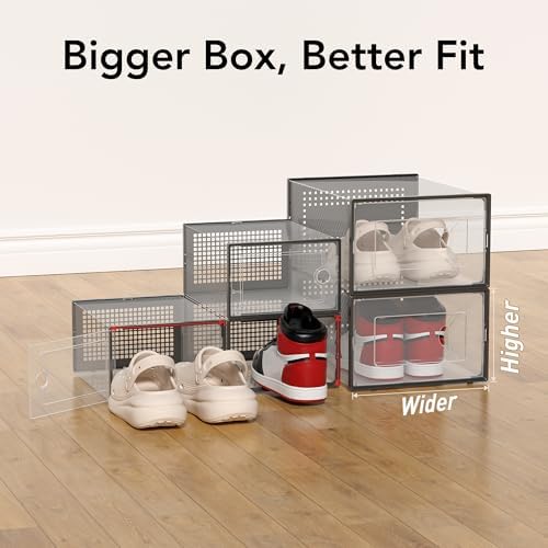X-Large 15 Pack Shoe Storage Organizer Box Clear Plastic Stackable