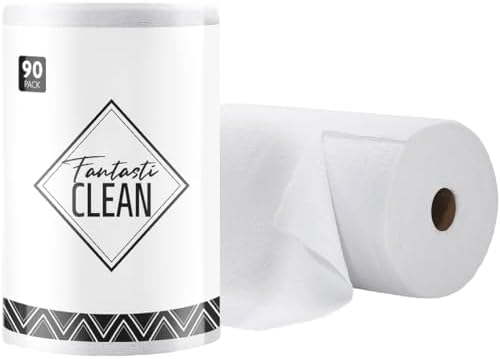 Microfiber Cleaning Cloth Roll- 90 Sheets, 12" x 12" (White)