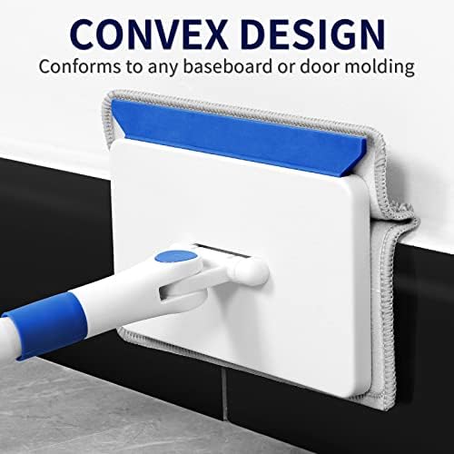 Baseboard Cleaner Tool with Handle, Wall Cleaner with Extendable Long Handle,Door Frame Cleaning Tool Including 4 Reusable Cleaning Pads. Quick Clean Baseboard Cleaning, Ceiling and Wall.