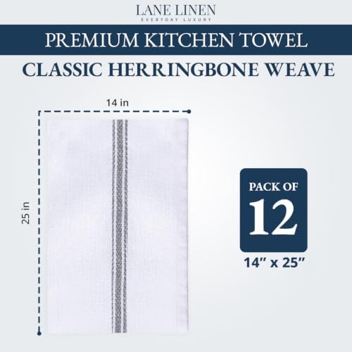 Dish Towels for Drying Dishes 100% Cotton Absorbent 12 Pack