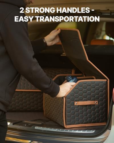 Trunk Organizer for Car, Lid, PU Leather, 17.7in 40L, 1pc, Hexy