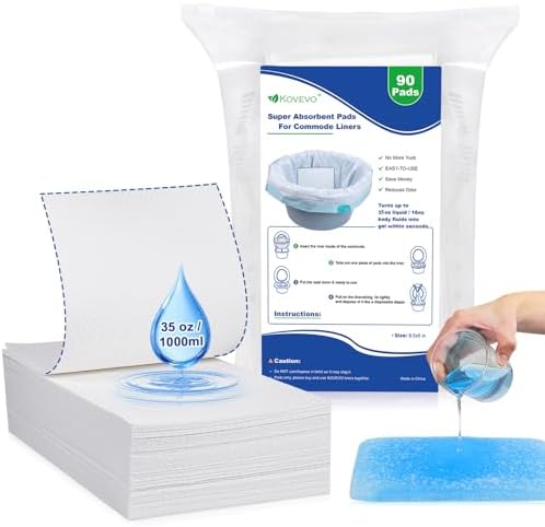 90 PCS Commode Absorbent Pads for Commode Liners Bedside Toilet Chair