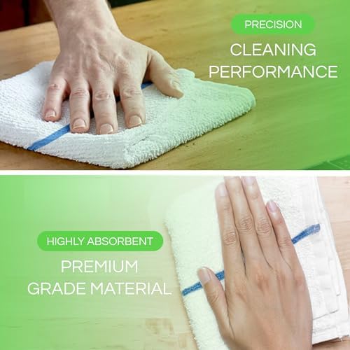 24 Pk 16x19 Cotton Kitchen Cleaning 30 Oz Bar Mop Towel Blue
