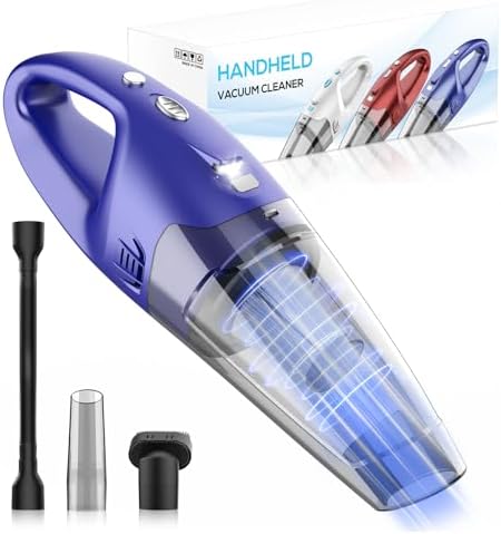 Handheld Vacuum Cordless Rechargeable – 6000Pa Mini Hand Held Vacuum, LED Light, 20–25 Mins Runtime, USB Charging, 500ML Cup – Lightweight Small Vacuum Cleaner Cordless for Car/Office/Home