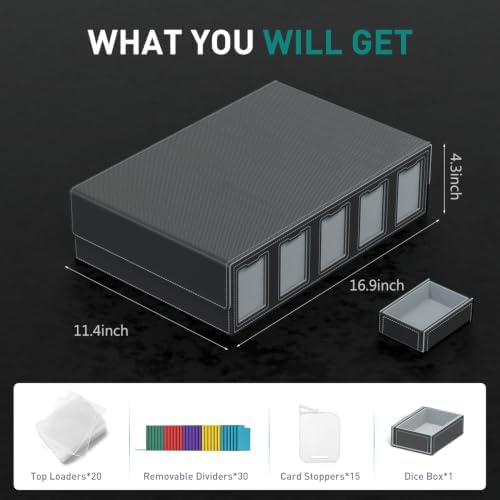 Trading Card Storage Box with Commander Display Holds 4200+ Cards