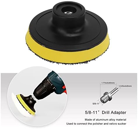 6pcs 3in Imitation Wool Polishing Buffing Pad Kit with 5/8in‑11 Drill Adapter Buffing Pads for Car Buffer Polisher Car Polisher Pad Car Buffer Pad
