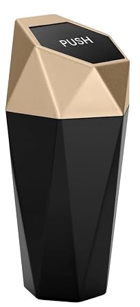 Ginsco Car Trash Can with Lid, Mini Car Garbage Can, Car Trash Bin Car Accessories for Interior, Leakproof Small Trash C