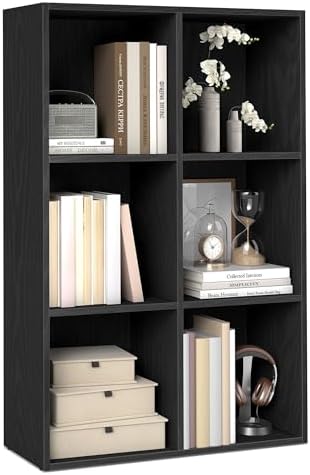 Bookshelf, 6 Cubes Storage Organizer, 25.8 x 9.4 x 38.7 Inches