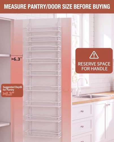 White 9-Tier Over The Door Pantry Organizer, Pantry Organization And Storage, Metal Hanging Spice Rack Shelves Door, Home & Kitchen Essentials, Laundry Room Bathroom Organization