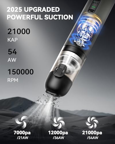 Car Vacuum Rechargeable 21000Pa Powerful Suction Handheld Vacuum Cordless