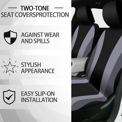 43 Pcs Fuzzy Car Seat Cover Full Set Gray, Black