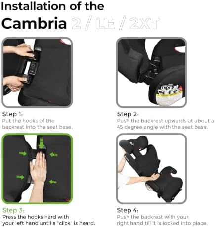 Diono Cambria 2 XL, Dual Latch Connectors, 2-in-1 Belt Positioning Booster Seat, High-Back to Backless Booster, Space and Room to Grow, 6 Headrest Positions, 8 Years 1 Booster Seat, Black
