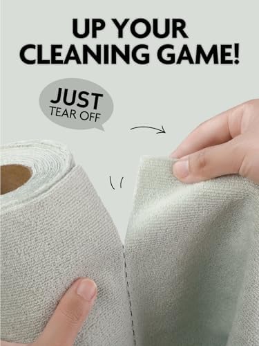 Kitchen Towels Roll, 40 Sheets, 10''x 10'' (Beige, MossGreen)