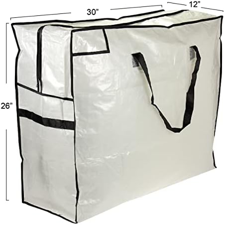 2622 MightyStor Large Storage Bag with Handles | Clothing and Linen Storage Bag | White Tarp with Black Trim