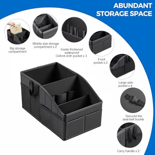 Sturdy Leather Car Storage Support Up to 33 LB of Weight, Black