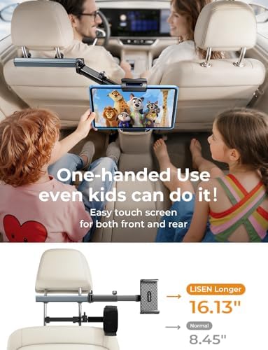 IPad Holder for Car Tablet Mount, 4 in 1 Adjust Arm Back Seat Stand