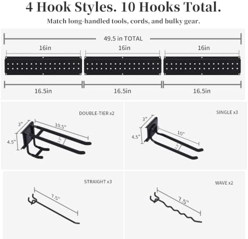 Garage Wall Organizer, 49.5-Inch Tool Rack, 510 lb Capacity