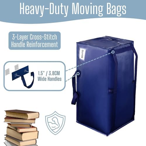 10 Pack Heavy Duty Moving Bags with Backpack Straps, Zippers & Handles, Extra Large Packing Bags for College Dorm Essentials, Moving Supplies Alternative to Cardboard Moving Boxes