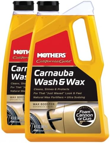 California Gold Carnauba Wash & Wax,64 oz.—Cleans,Shines & Protects–Gentle,pH Balanced, Ultra-Sudsy for a Spot-Free,Brilliant Finish.Biodegradable&Won't Strip Wax or Ceramic(05674) (Pack of 2)