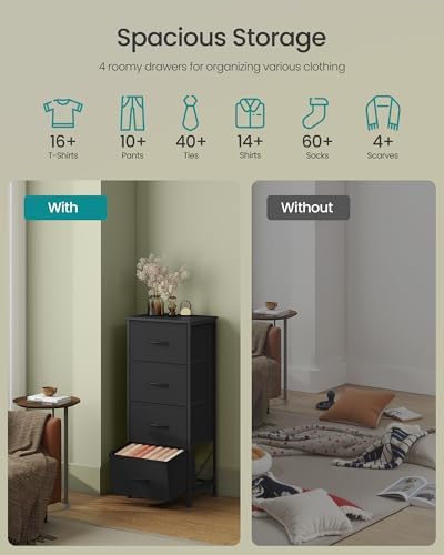 Dresser for Bedroom, Tall Dresser with 4 Fabric Drawers