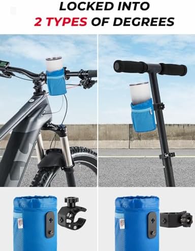 Motorcycle Cup Holder, Oxford Fabric Motorcycle Drink Holder with 0.6"-1.5" Alligator Clamp, Universal Water Bottle Cup Accessories for Bike, ATV/UTV, Scooter, Boat, Walker, Blue