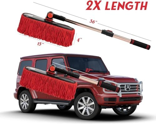 Car Duster Exterior Scratch Free,Soft Car Brush Kit for Truck,SUV,RV and Motorcycle,Wax Cotton Hair,Dusters with Extendable Handle,Duster for Cleaning,Dust Pollen Removing,No Lint
