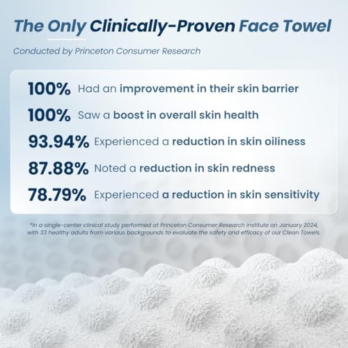 Clean Towels XL® Supreme, 100% USDA Biobased Face Towel, Disposable Face Towelette, Eczema Association Accepted, Thicker Textured Dry Wipes, Ultra Absorbent & Soft, 1 Pack, 50 Ct