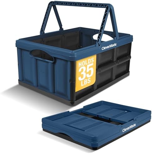 Collapsible Basket With Handles, 32L 1 Pack, 35 lb, Ocean