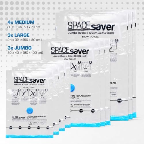 Vacuum Storage Bags with Hand Pump, Variety, 10 Pack
