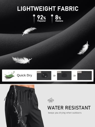 Women's Lightweight Hiking Pants Quick-Dry Breathable Outdoor Travel Sweatpants with Zipper Pockets for Casual