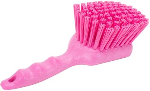 40541EC26 Plastic Scrub Brush, Utility Brush, Kitchen Brush With Hanging Hole For Cleaning, 8 Inches, Pink