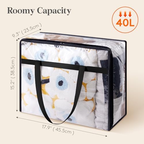 45L Clear Clothes Storage Bags,Plastic Foldable Blanket Storage Bag