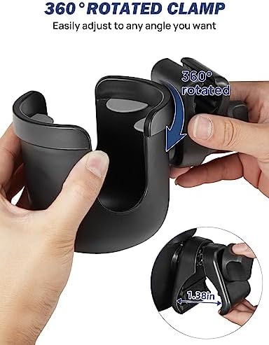 Wheelchair Cup Holder, Rollator Cup Holder, 4 Flexible Tabs with Hook Drink Holder for Walker, Scooter, Stroller, Mobility