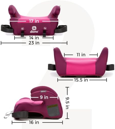 Diono Solana 2 XL Pack of 2 2022, Dual Latch Connectors, Lightweight Backless Belt-Positioning Booster Car Seat, 8 Years 1 Booster Seat, Pink/Blue