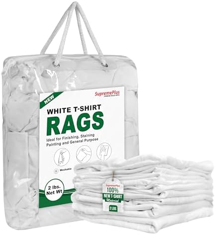 New White T-Shirt Cleaning Rags (2 lbs. Bag) – White Cotton Rags for Cleaning, Staining, Painting, Oil, Grease & Dust Removal – Shop Rags Bulk for Multipurpose use